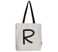 Hello- Bags. Sac Totebag. Extérieur : Cotton 100%. avec Fermeture éclair, Doublure et Poche intérieure. Inclue Une enveloppe Kraft de Cadeau. Modèle « R ». Couleur : Écru/Noir. Mesures : 37 * 38 cm.