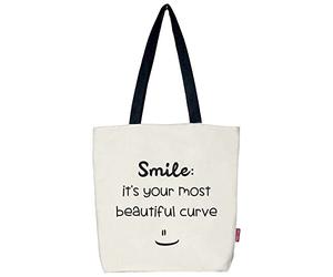 Hello-Bags. Totebag bag. Outer: 100% cotton. Zipper, lining and inner pocket. Includes kraft envelope for gift. Model SMILE. Colour: Ecru / Black.