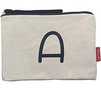 Hello-Bags. Trousse de Toilette/Sac à Main. Extérieur : Coton 100%. avec Fermeture éclair et Doublure intérieure. Inclue Une enveloppe Kraft de Cadeau. « A ». Écru/Noir. 23 * 15,5 cm.