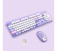 Hello Bear Ensemble clavier et souris sans fil pleine taille 2,4 G, style machine à écrire, multicolore, couleurs bonbon, compatible avec ordinateur portable, PC (violet)