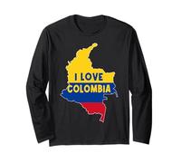 Hello Bogotá I Love Colombia Carte Drapeau Cool colombien Maman Papa Manche Longue