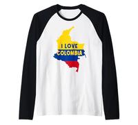 Hello Bogotá I Love Colombia Carte Drapeau Cool colombien Maman Papa Manche Raglan