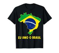 Hello Brasilia I Love Brazil Carte Drapeau Fière Bolivienne Maman Papa T-Shirt