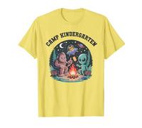 Hello Camp Out Kindergarden Petit Chat Extraterrestre Bigfoot Feu de Camp T-Shirt