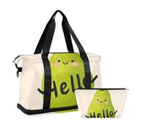 Hello Cartoon Lot de 2 sacs de sport avec sangle réglable Motif poire verte, Bonjour dessin animé mignon poire verte, 1 size
