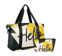 Hello Cartoon Mignon Oiseau Blanc Voyage Sac à Main Sac de Gym avec Sangle Réglable pour Sport Imperméable, Bonjour Cartoon mignon oiseau blanc, 1 size
