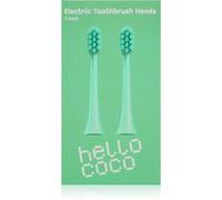 Hello Coco Electric Toothbrush Heads Green têtes de remplacement pour brosse à dents 2 pcs