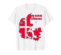 Hello Copenhagen I Love Danemark Carte Drapeau Cool Danois Maman Papa T-Shirt Graphique avec Valeur, Homme, Blanc, M