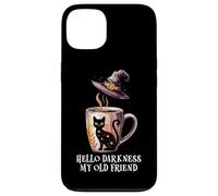 Hello Darkness My Old Friend Black Cat Coffee Mug Witch Cat Coque pour iPhone 13
