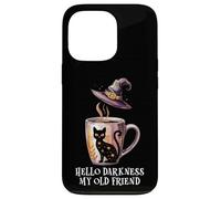 Hello Darkness My Old Friend Black Cat Coffee Mug Witch Cat Coque pour iPhone 13 Pro