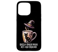 Hello Darkness My Old Friend Black Cat Coffee Mug Witch Cat Coque pour iPhone 15 Pro Max