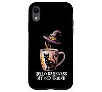 Hello Darkness My Old Friend Black Cat Coffee Mug Witch Cat Coque pour iPhone XR