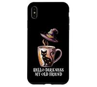 Hello Darkness My Old Friend Black Cat Coffee Mug Witch Cat Coque pour iPhone XS Max