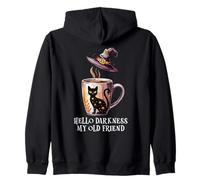 Hello Darkness My Old Friend Black Cat Coffee Mug Witch Cat Sweat à Capuche