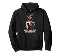 Hello Darkness My Old Friend Black Cat Coffee Mug Witch Cat Sweat à Capuche