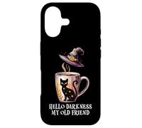 Hello Darkness My Old Friend Black Cat Coffee Mug Witchy Cat Coque pour iPhone 17