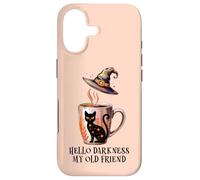 Hello Darkness My Old Friend Black Cat Coffee Mug Witchy Cat Coque pour iPhone 17