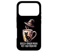 Hello Darkness My Old Friend Black Cat Coffee Mug Witchy Cat Coque pour iPhone 17 Pro