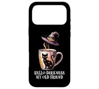 Hello Darkness My Old Friend Black Cat Coffee Mug Witchy Cat Coque pour iPhone 17 Pro Max
