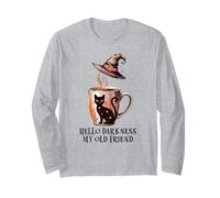 Hello Darkness My Old Friend Black Cat Coffee Mug Witchy Cat Manche Longue