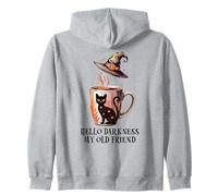 Hello Darkness My Old Friend Black Cat Coffee Mug Witchy Cat Sweat à Capuche
