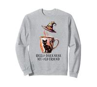 Hello Darkness My Old Friend Black Cat Coffee Mug Witchy Cat Sweatshirt
