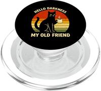 Hello Darkness My Old Friend Cat Lover Humour Rétro Drôle PopSockets PopGrip pour MagSafe