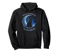 Hello Darkness My Old Friend Chat Noir Lune Gothique Humour Sweat à Capuche