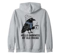 Hello Darkness My Old Friend Cozy Raven Coffee Gothique Humour Sweat à Capuche