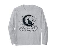 Hello Darkness My Old Friend Croissant de Lune Chat Art Design Manche Longue