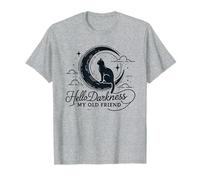 Hello Darkness My Old Friend Croissant de Lune Chat Art Design T-Shirt