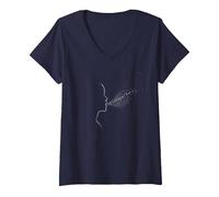 Hello Darkness Sound of Silence Whisper Art Music Lovers T-Shirt avec Col en V, Femme, Bleu Marine, XL