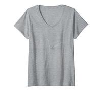 Hello Darkness Sound of Silence Whisper Art Music Lovers T-Shirt avec Col en V, Femme, Gris Chiné, XXL