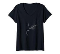Hello Darkness Sound of Silence Whisper Art Music Lovers T-Shirt avec Col en V, Femme, Noir, L