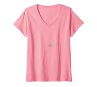 Hello Darkness Sound of Silence Whisper Art Music Lovers T-Shirt avec Col en V, Femme, Rose, XXL