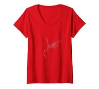 Hello Darkness Sound of Silence Whisper Art Music Lovers T-Shirt avec Col en V, Femme, Rouge, M