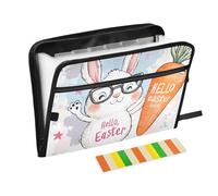 Hello Easter Lot de 13 pochettes extensibles avec fermeture éclair Motif lapin et orange Format A4