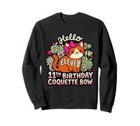 Hello Eleven Nœud Coquette 11ème Anniversaire Fille Chat Sweatshirt