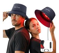 Hello Face Bonnet de croissance des cheveux avec lumière rouge, 336 puces 660 nm et 850 nm proche infrarouge, design discret de chapeau de pêcheur jusqu'à 62,4 cm, thérapie par lumière rouge pour une