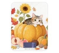 Hello Fall Automne Balance portable pour chat, citrouille, tournesol, 5 kg/5 g, avec 4 unités pour la préparation des repas, la cuisson au four (piles non incluses)