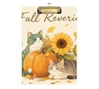 Hello Fall Automne Chat Citrouille Tournesol Livraison Presse-Bloc Imperméable pour Femmes Légales Basketball Coaches Taille 9 x 12.5 Tablas para escribir