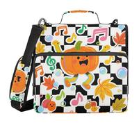 Hello Fall Automne Citrouille Carreaux à carreaux 3 anneaux 3,8 cm Classeur avec fermeture éclair avec poignée Facile à transporter Portable Sac de rangement sûr pour la maison Voyage pour étudiant