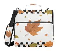Hello Fall Automne Citrouille Carreaux Carreaux 3,8 cm 3 anneaux Classeur avec fermeture éclair avec poignée Facile à transporter Portfolios Organisateur de portefeuille Convient pour l'école