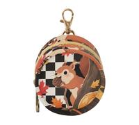 Hello Fall Autumn Étui à tétine pour bébé garçon Motif carreaux Noir/blanc Avec fermeture éclair et clip pour changer de porte-monnaie Porte-clés Pochette de rangement