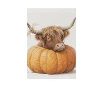 Hello Fall Autumn Highland Cattle Pumpkin Garden Flag Set Happy New Year Bannière pour décoration de patio 71 x 101 cm double face