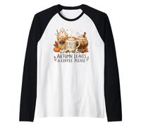 Hello Fall Autumn Leaves Coffee Please Pumpkin Manche Raglan