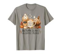 Hello Fall Autumn Leaves Coffee Please Pumpkin T-Shirt