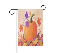 Hello Fall Autumn Pumpkin Checkered Plaid Garden Flag Set Saisonnier Happy New Year Bannière pour décoration de jardin 30,5 x 45,7 cm double face