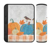 Hello Fall Autumn Pumpkin Checkered Plaid Lot de 2 accessoires de voiture Plus de confort Conduite pour la plupart des voitures Accessoires para carro