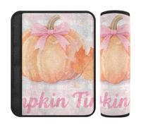 Hello Fall Autumn Pumpkin Checkered Plaid Rose Lot de 2 sièges de voiture Support de cou Plus de confort Conduite pour la plupart des voitures Protecteur pour la plupart des voitures